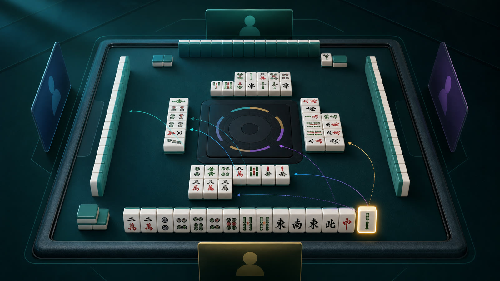 Original digital Mahjong table visualizing probability and strategy